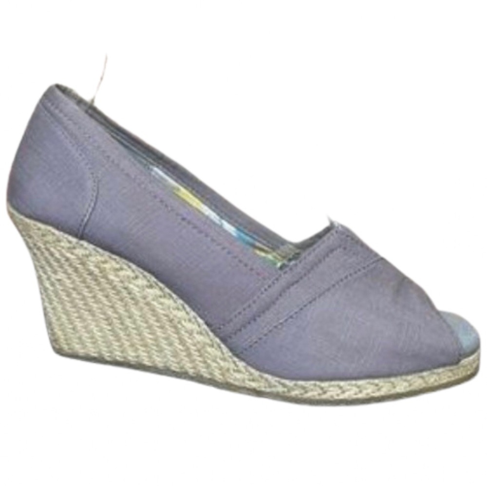 NEW Skechers Cali Club Canvas Espadrille Wedge Heels in Gray Women's Siz…